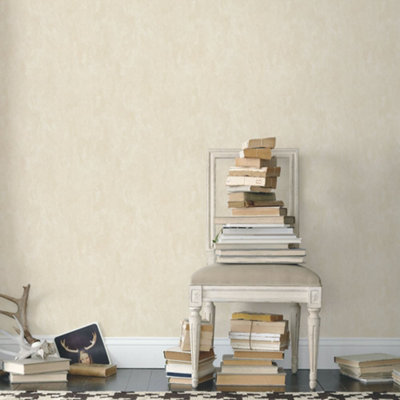 Galerie Nostalgie Cream Plain Texture Smooth Wallpaper from B&Q