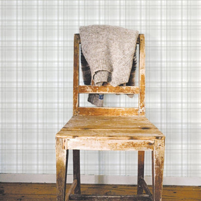 Galerie Nordic Elements Silver Plaid Design Wallpaper Roll from B&Q