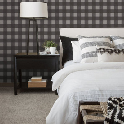 Galerie Global Fusion Black Cowboy Check Smooth Wallpaper from B&Q