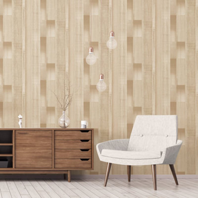 Galerie Texstyle Beige Agen Stripe Wallpaper Roll from B&Q