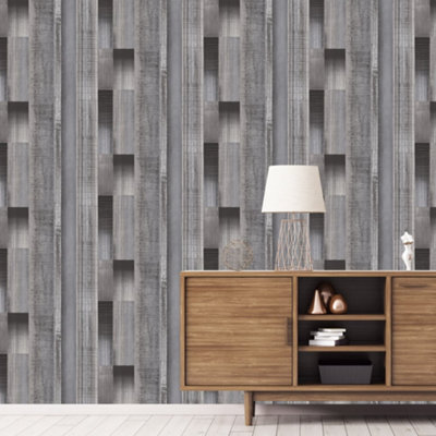 Galerie Texstyle Grey Agen Stripe Wallpaper Roll from B&Q