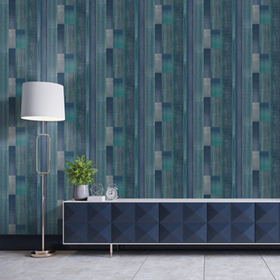Galerie Texstyle Blue Agen Stripe Wallpaper Roll from B&Q