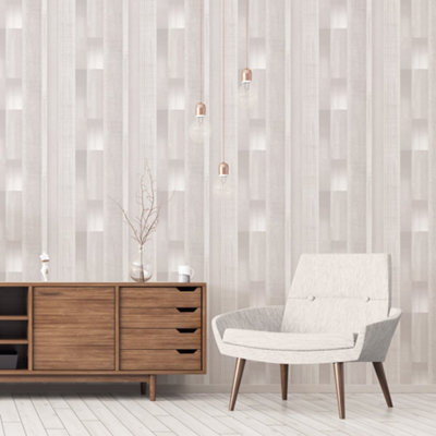 Galerie Texstyle Cream Agen Stripe Wallpaper Roll from B&Q