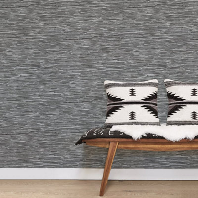 Galerie Texstyle Black Bronze Effect Vertical Stripe Wallpaper Roll from B&Q