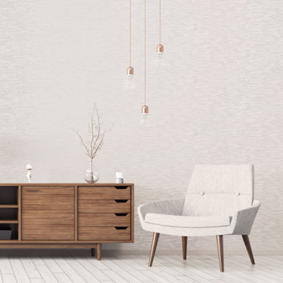Galerie Texstyle Cream Bronze Effect Vertical Stripe Wallpaper Roll from B&Q