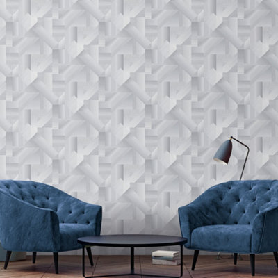 Galerie Texstyle Grey Shape Shifter Wallpaper Roll from B&Q