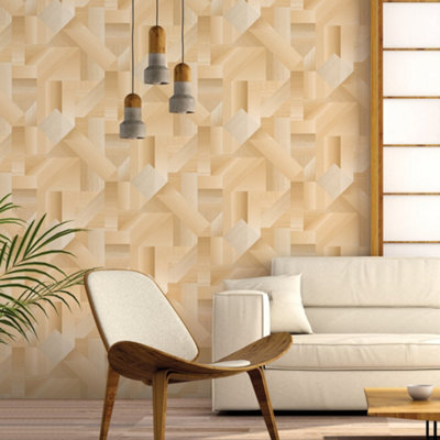 Galerie Texstyle Gold Shape Shifter Wallpaper Roll from B&Q