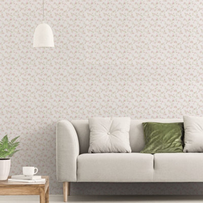 Galerie Small Prints Pink Delicate Floral Wallpaper Roll from B&Q