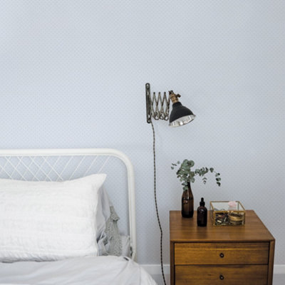 Galerie Small Prints Blue Diamond Grid Wallpaper Roll from B&Q