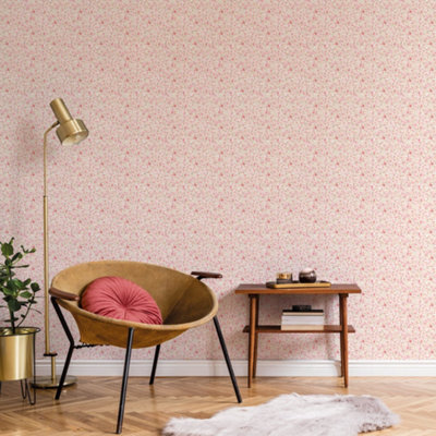 Galerie Small Prints Red Mini Mod Floral Wallpaper Roll from B&Q