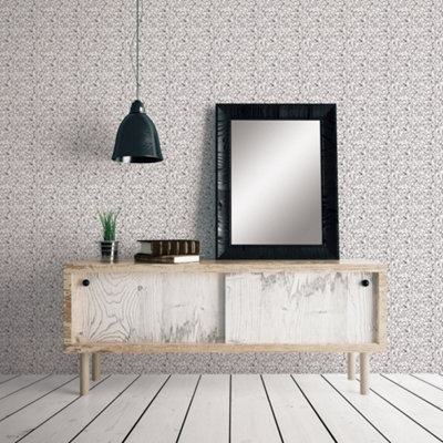 Galerie Small Prints Grey Mini Mod Floral Wallpaper Roll from B&Q
