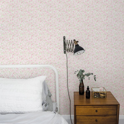 Galerie Small Prints Pink Mini Mod Floral Wallpaper Roll from B&Q