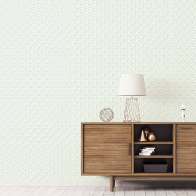 Galerie Small Prints Green Ogee Floral Wallpaper Roll from B&Q