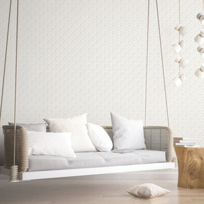 Galerie Small Prints Grey Ogee Floral Wallpaper Roll from B&Q