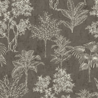 Galerie Zen Silver Grey Tree Leaf Dwp0361-05 Wallpaper from B&Q