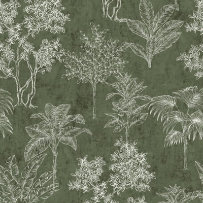 Galerie Zen Green Tree Leaf Dwp0361-01 Wallpaper from B&Q