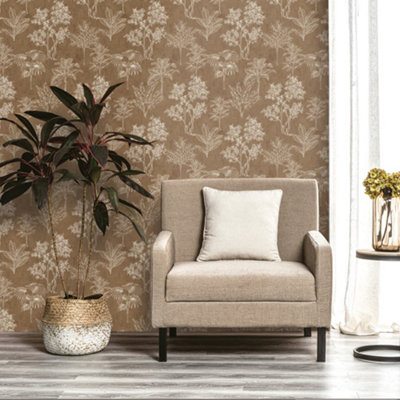 Galerie Zen Beige Tree Leaf Dwp0361-02 Wallpaper from B&Q