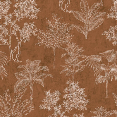 Galerie Zen Orange Tree Leaf Dwp0361-07 Wallpaper from B&Q