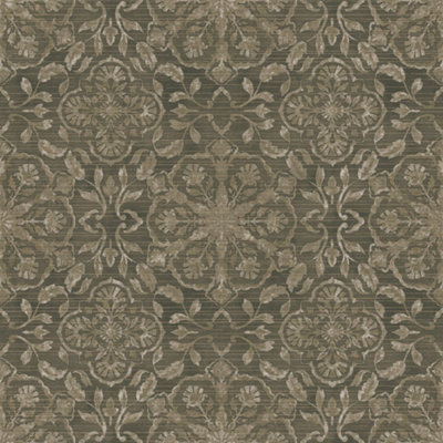 Galerie Elegance Bronze Floral Stripe Wallpaper Dwp0353-02 from B&Q