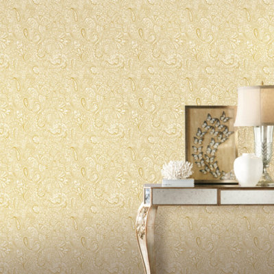 Galerie Elegance Gold Paisley Wallpaper 11302 from B&Q