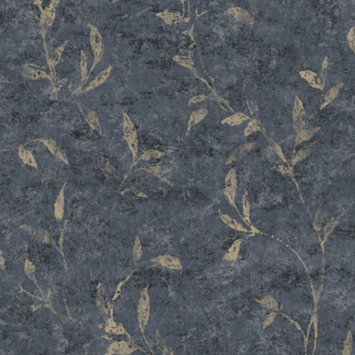 Galerie Elegance Blue Leaf Impression Wallpaper 11505 from B&Q