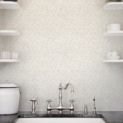 Galerie Natural Fx Cream Tessera Embossed Wallpaper from B&Q
