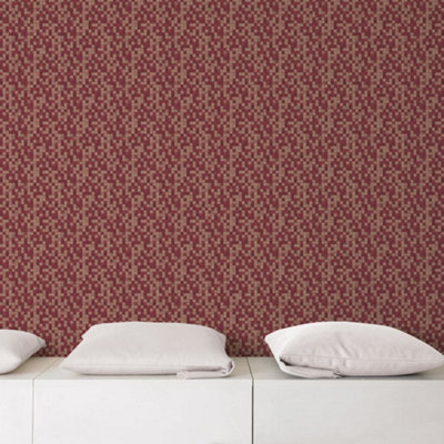 Galerie Natural Fx Red Tessera Embossed Wallpaper from B&Q