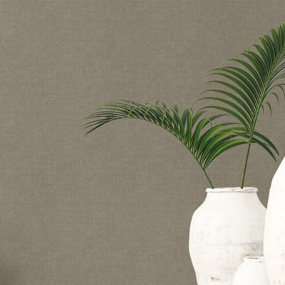 Galerie Natural Fx Bronze Brown Hessian Embossed Wallpaper from B&Q