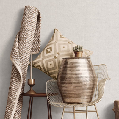 Galerie Natural Fx Silver Grey Hessian Embossed Wallpaper from B&Q