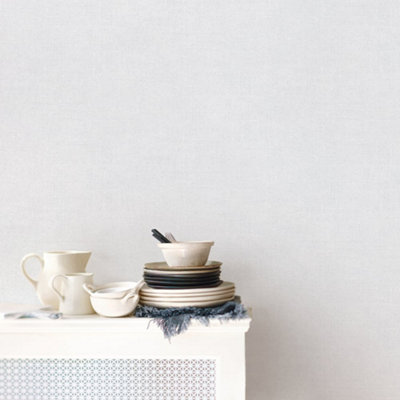 Galerie Natural Fx Silver Grey Hessian Embossed Wallpaper from B&Q