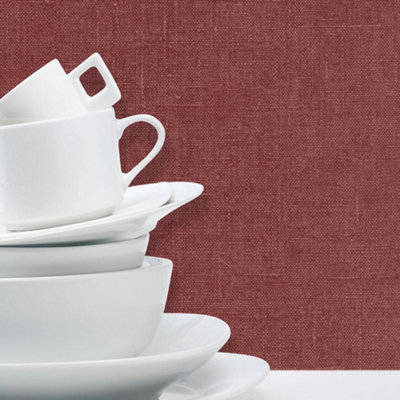Galerie Natural Fx Red Hessian Embossed Wallpaper from B&Q