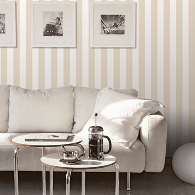 Galerie Smart Stripes 3 Beige Awning Stripe Smooth Wallpaper from B&Q