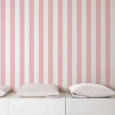 Galerie Smart Stripes 3 Pink Awning Stripe Smooth Wallpaper from B&Q