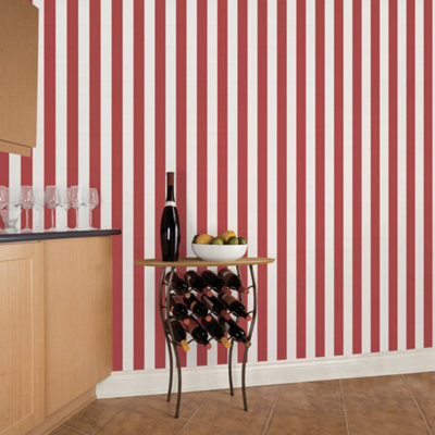 Galerie Smart Stripes 2 Red Awning Stripe Smooth Wallpaper from B&Q