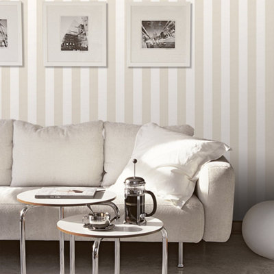 Galerie Smart Stripes 2 Beige Awning Stripe Smooth Wallpaper from B&Q