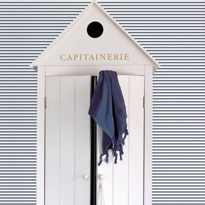 Galerie Smart Stripes 3 Blue Breton Stripe Smooth Wallpaper from B&Q