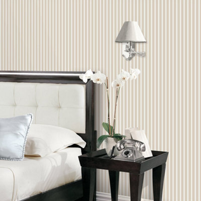 Galerie Smart Stripes 2 Beige Butcher Stripe Smooth Wallpaper from B&Q