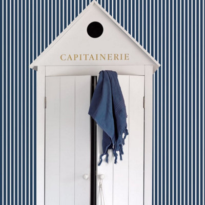 Galerie Smart Stripes 2 Blue Butcher Stripe Smooth Wallpaper from B&Q