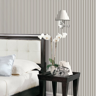 Galerie Smart Stripes 2 Silver Grey Butcher Stripe Smooth Wallpaper from B&Q