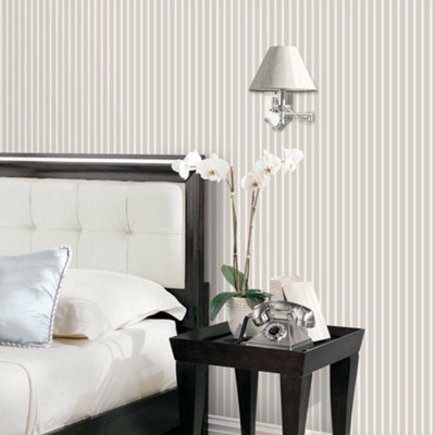 Galerie Smart Stripes 2 Silver Grey Butcher Stripe Smooth Wallpaper from B&Q