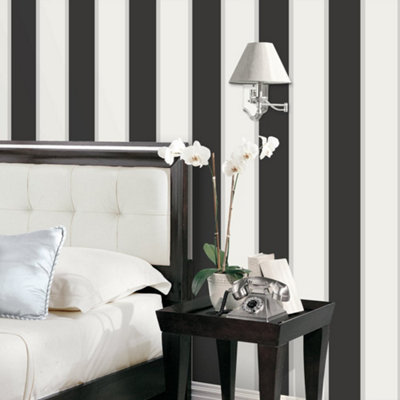 Galerie Smart Stripes 3 Black Formal Stripe Smooth Wallpaper from B&Q