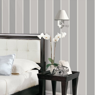 Galerie Smart Stripes 2 Silver Grey Formal Stripe Smooth Wallpaper from B&Q