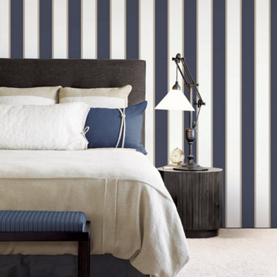 Galerie Smart Stripes 3 Blue Formal Stripe Smooth Wallpaper from B&Q