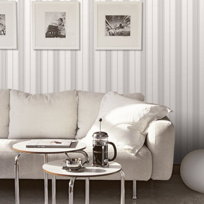 Galerie Smart Stripes 3 Silver Grey Slim Stripe Smooth Wallpaper from B&Q