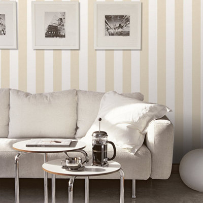 Galerie Smart Stripes 2 Beige Surface Stripe Smooth Wallpaper from B&Q