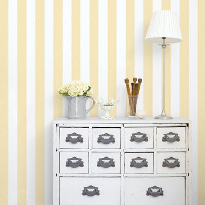 Galerie Smart Stripes 3 Yellow Gold Surface Stripe Smooth Wallpaper from B&Q