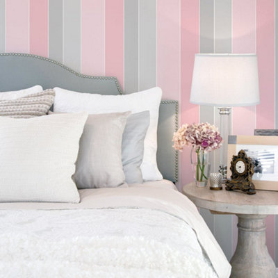 Galerie Smart Stripes 3 Pink Wide Stripe Smooth Wallpaper from B&Q
