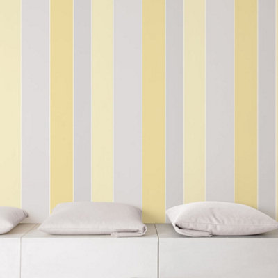 Galerie Smart Stripes 2 Yellow Gold Wide Stripe Smooth Wallpaper from B&Q