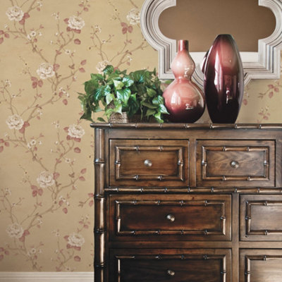 Galerie Palazzo Yellow Gold Luisella Floral Embossed Wallpaper from B&Q