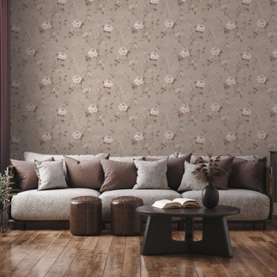 Galerie Palazzo Pink Luisella Floral Embossed Wallpaper from B&Q